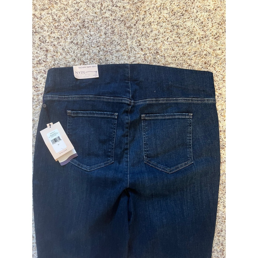 NYDJ Womens Marilyn Blue High Rise Pull On Straight Leg Jeans Sz 1XL - Picture 5 of 6